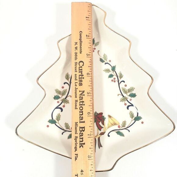 Mikasa Holiday Elegance Christmas Tree Candy Dish Holly Berries FKOO I-203 - Picture 9 of 10